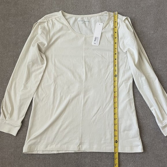 Soft Surroundings Shirt Womens Medium Cream Ecru Twisted Slit Sleeve Top NEW - Picture 8 of 11